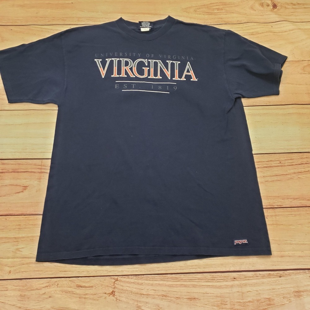Vintage University of Virginia Shirt Mens XL Navy Made in USA NCAA Jansport 90s‎